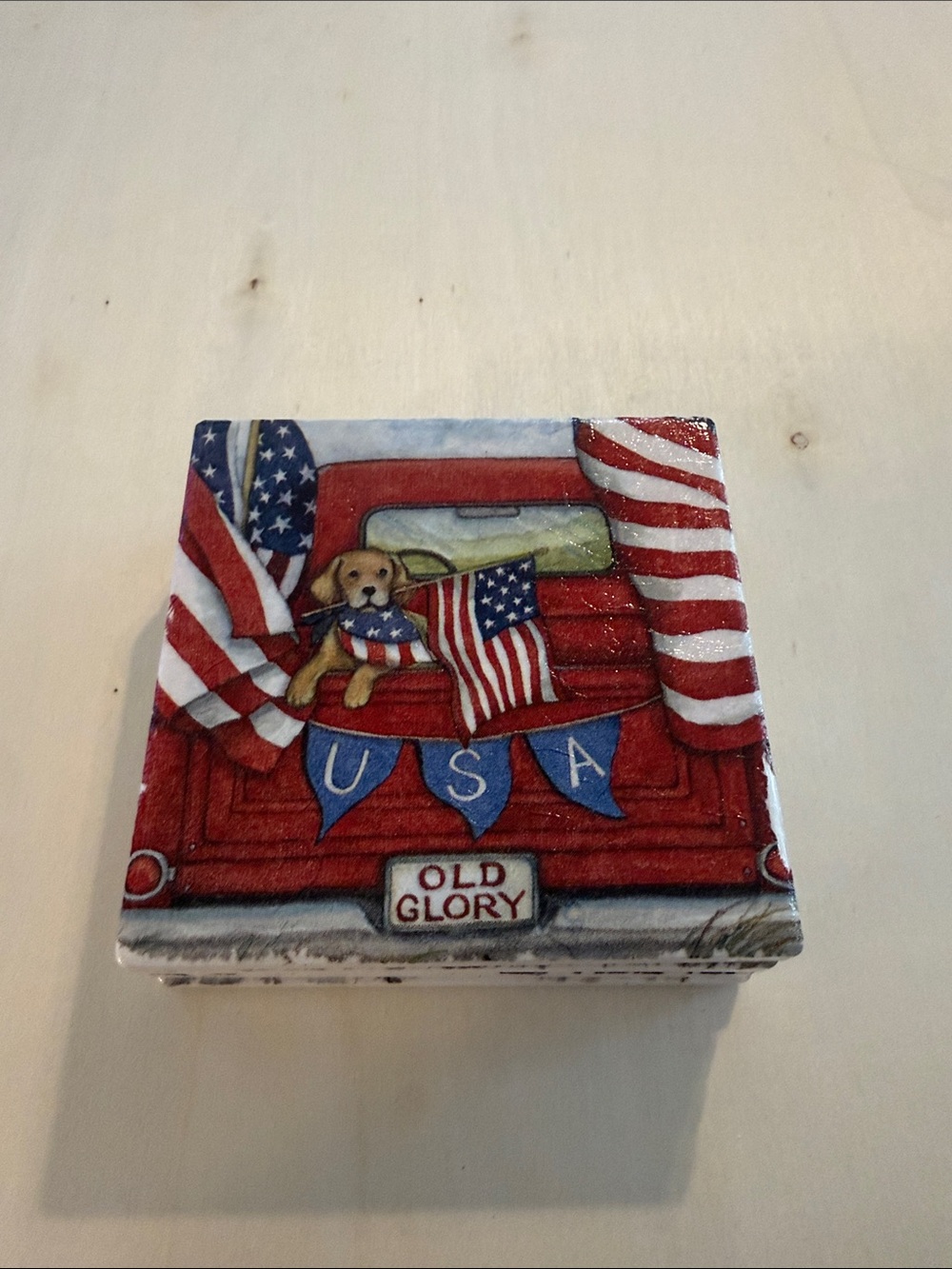 Patriotic 'Old Glory' - Square ceramic coasters
